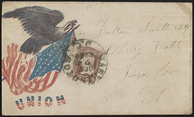 Photo of Civil War Envelope,eagle atop shield,Union,1861-1865,Patriotic