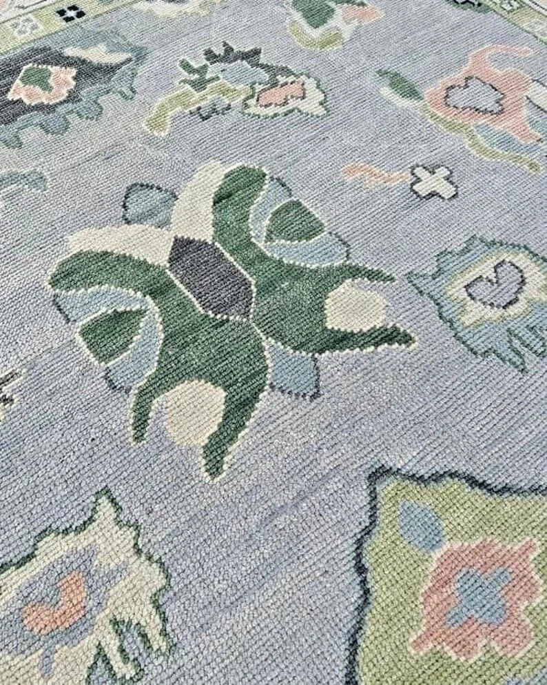 Geometric Oushak Oriental Area Rug 9x12 Ft Handmade Wool Traditional Carpet
