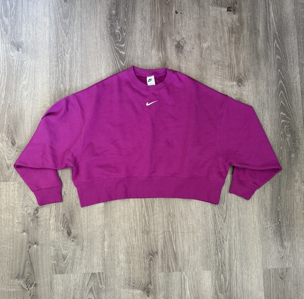 Nike Sportswear Phoenix Fleece Cropped Sweatshirt Magenta Pink Women's Medium M