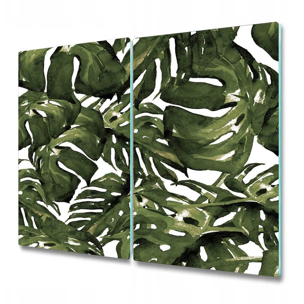 Glass Chopping Board Utensil Monstera leaf Green art Nature prints 2x30x52