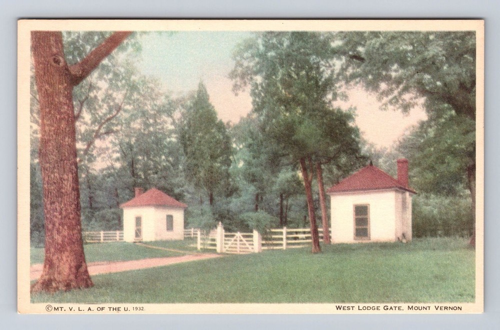 Mount Vernon VA-Virginia, West Lodge Gate, Antique Vintage Souvenir Postcard