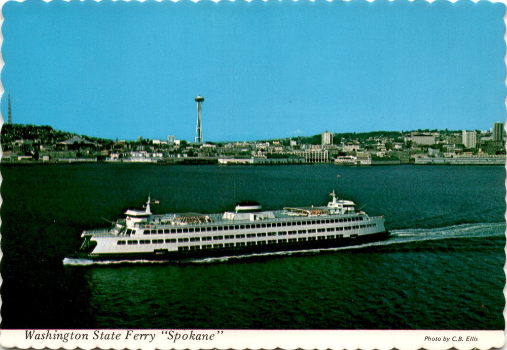 Washington State Ferry, Spokane, C.B. Ellis, State of Washington, Postcard