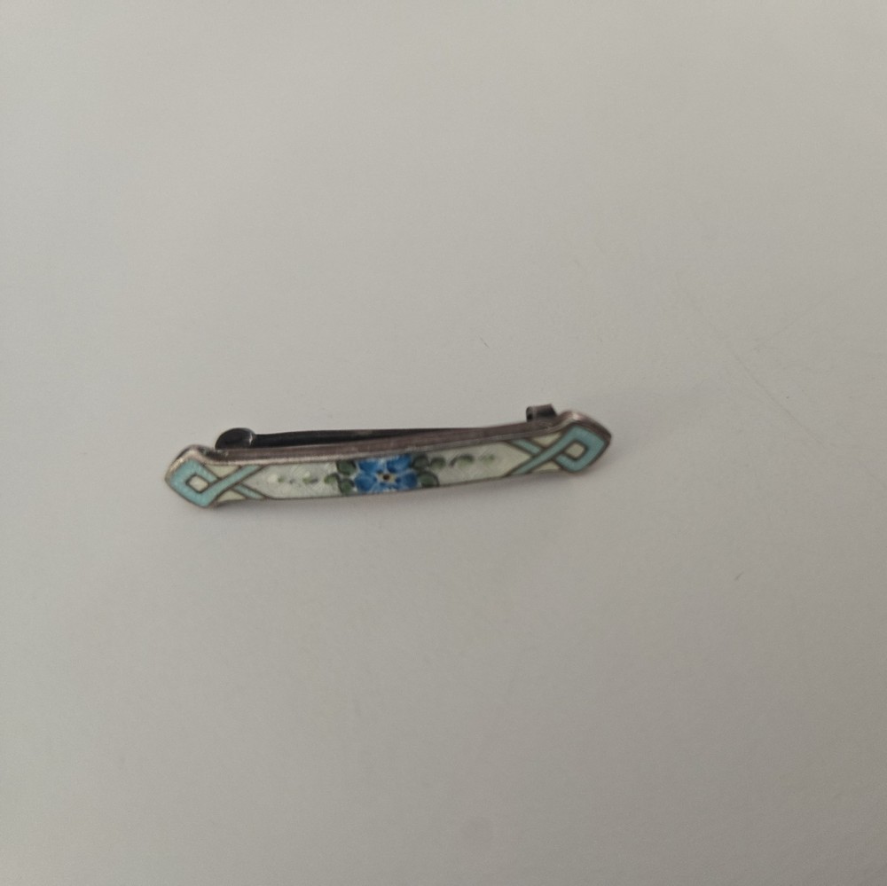 antique sterling and enamel bar pin brooch