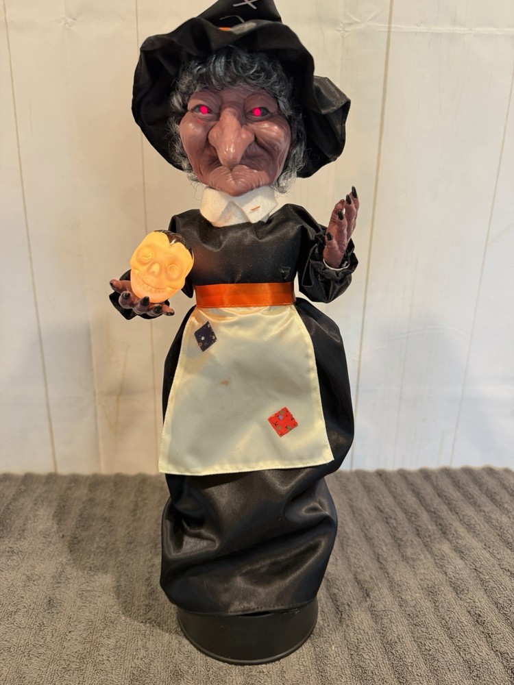 Vintage Telco 1989 Motionette Witch - Pumpkin Halloween Jack O Lantern Tested 🎃