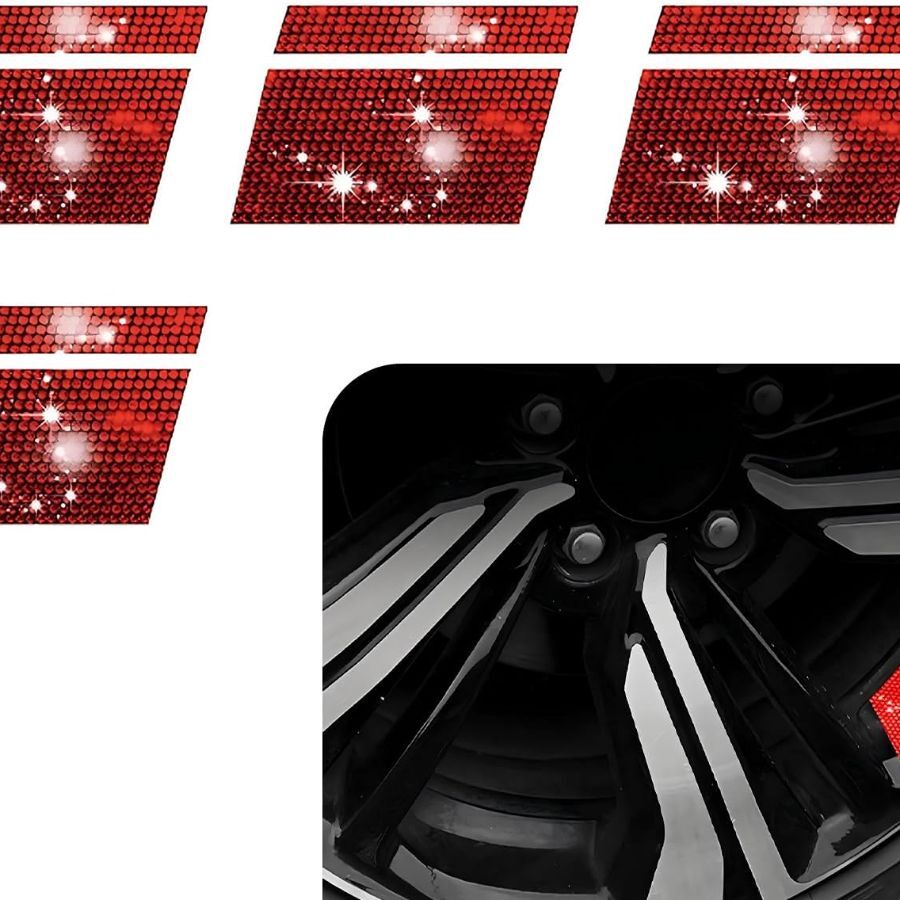 4 PCS Diamond Shiny Wheel Rim Decals for Stylish Rim Line Stickers