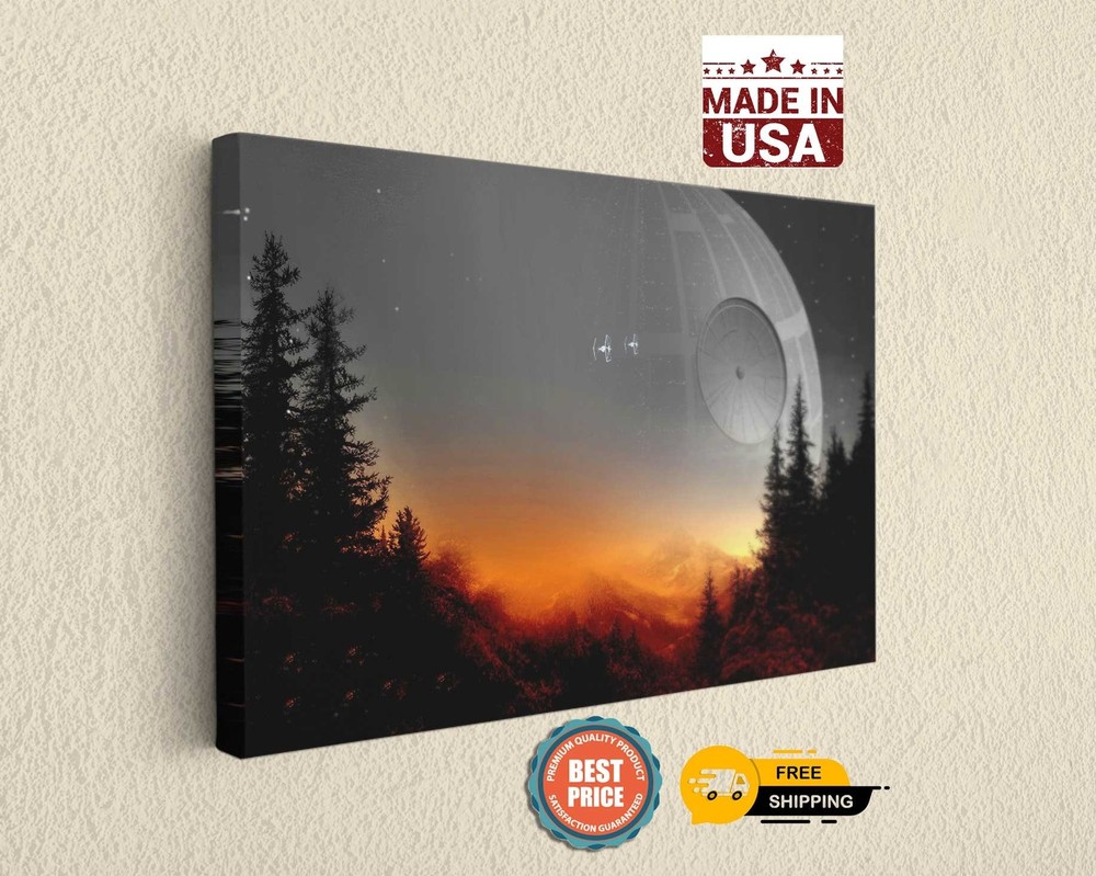 Death Star Canvas Print Space Wars Wall Art Home Decor Museum Quality