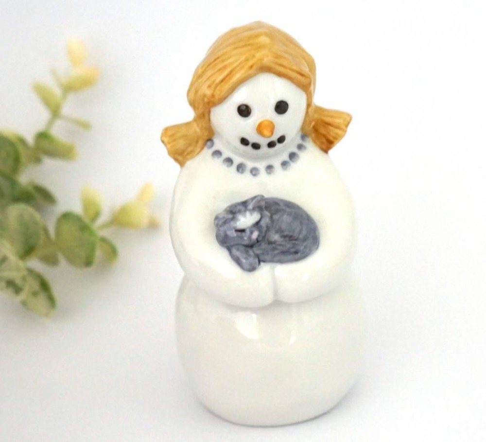 Royal Copenhagen Snowman Cat Teddy Bear Figurine 1st Quality Made in Denmark