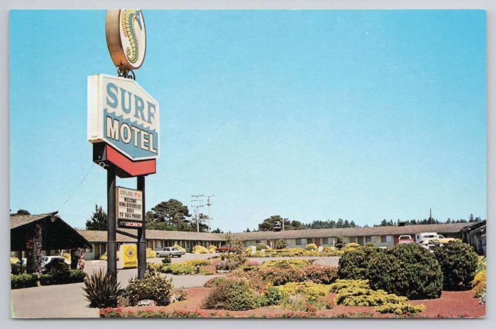 Surf Motel Fort Bragg CA Vintage Postcard California Mid-Century Roadside