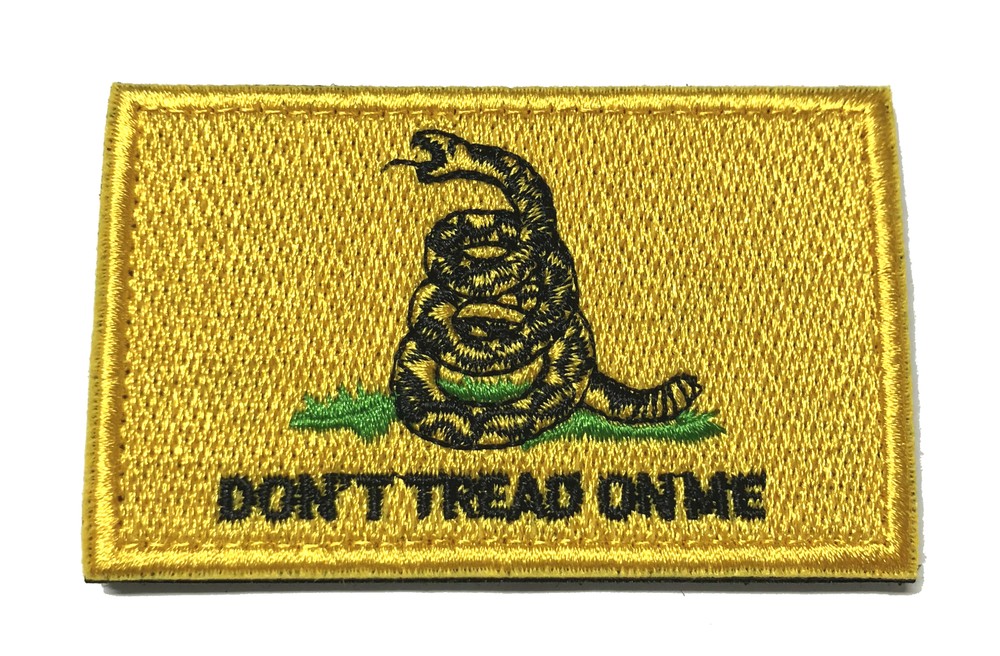 Gadsden Flag Yellow Embroidered Hook & Loop Patch Applique Biker Emblem Tactical