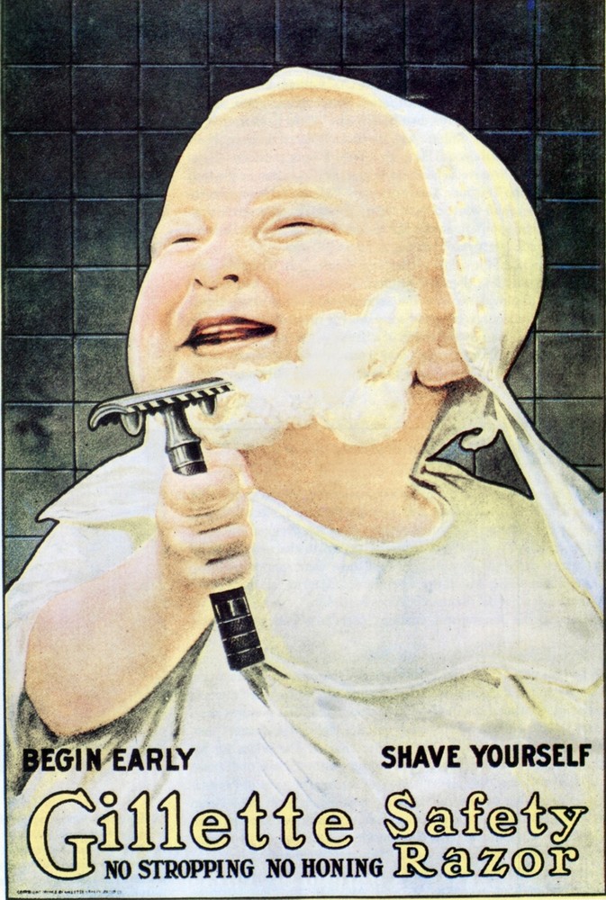 Decor Razor Ad Poster.Baby shaving.Bathroom interior Art Design.Home Wall.2032