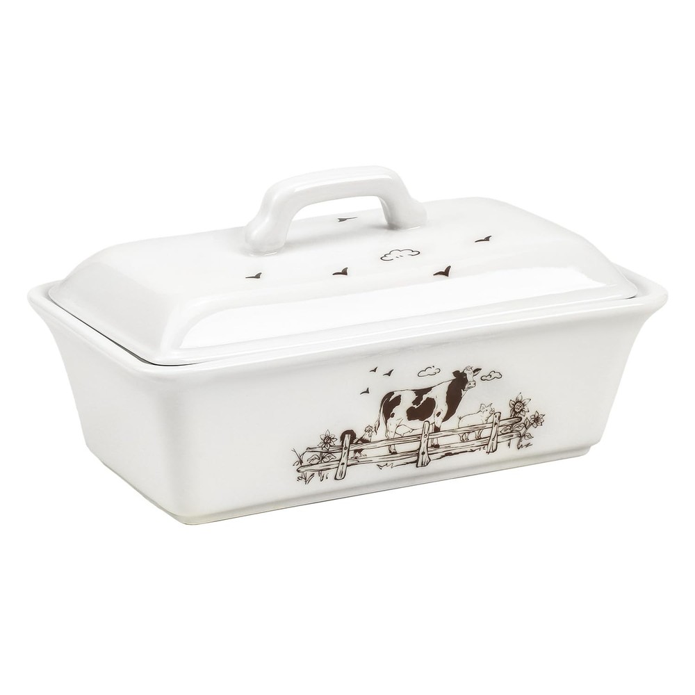 Ceramic Butter Dish with Lid Butter Keeper Butter Plate Tray for Kitchen Coun...
