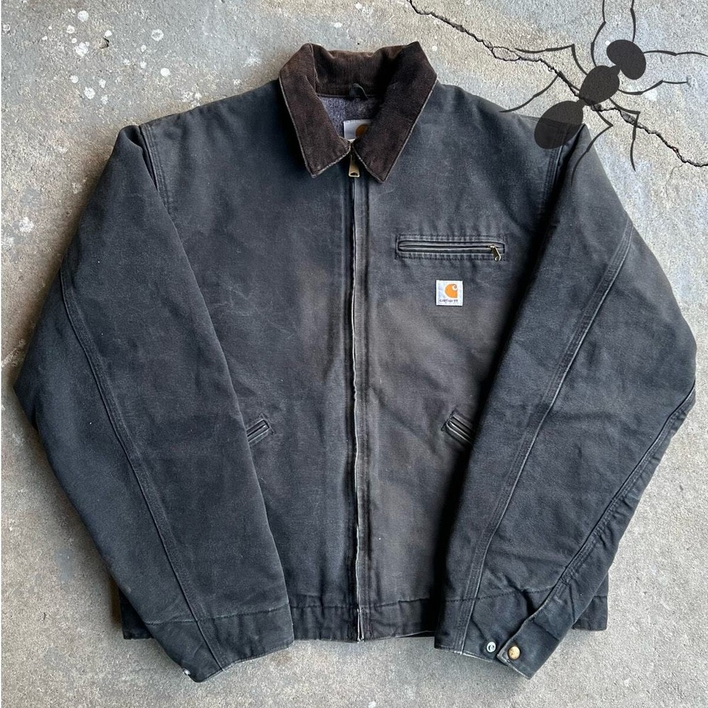 Vintage Y2K faded black Carhartt J01 Detroit work jacket