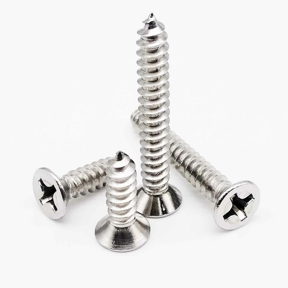 M3.5 M3.9 SUS304 Cross Phillips Flat Countersunk Head Self-tapping Wood Screw