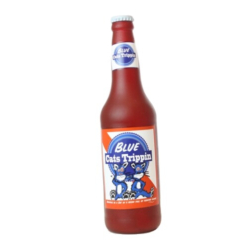 Silly Squeaker Beer Bottle Blue Cat Trippin 1 Each