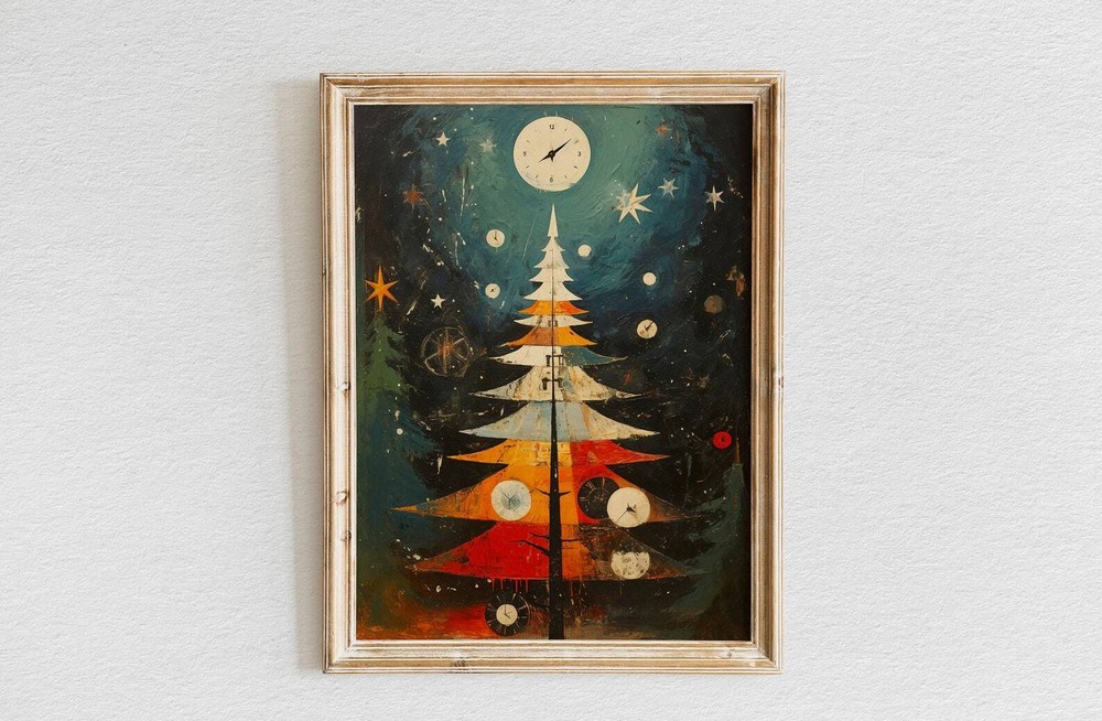 Vintage Christmas Tree Vintage Holiday Wall Art Christmas Art Festive Decor