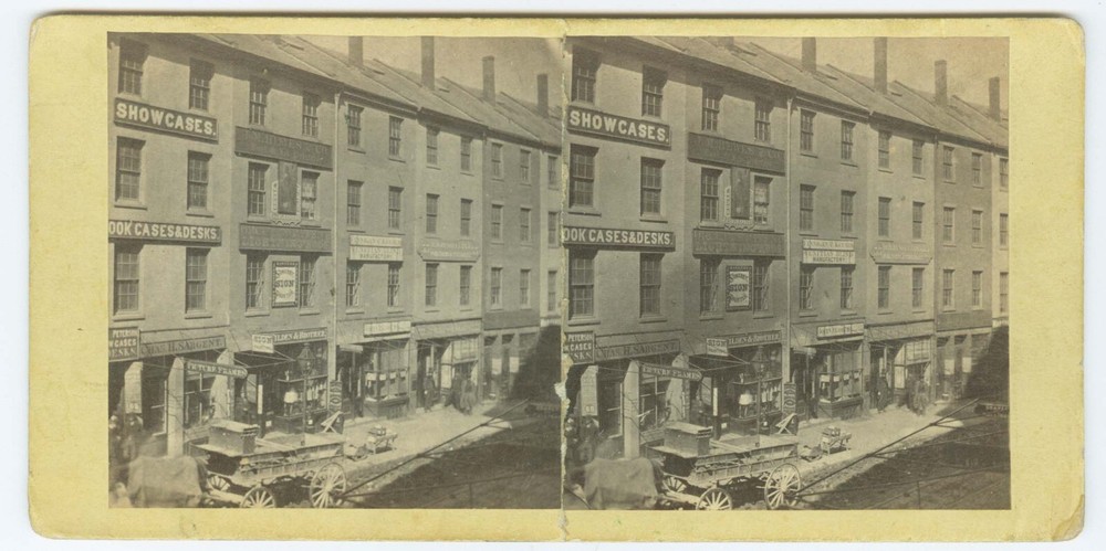 G1188~ MASSACHUSETTS – Cornhill Street Boston Stereoview – Shops & Signs