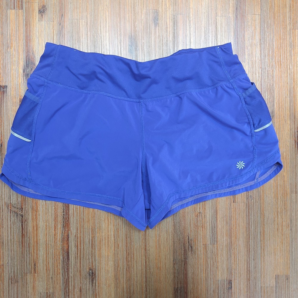 Athleta Ready Set Go Athletic Shorts Running Women’s Sz Medium Lined Cobalt Blue