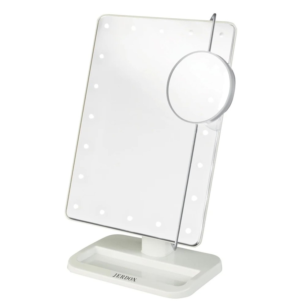 Jerdon 8x11 Inch LED Tabletop Vanity Mirror with Light  