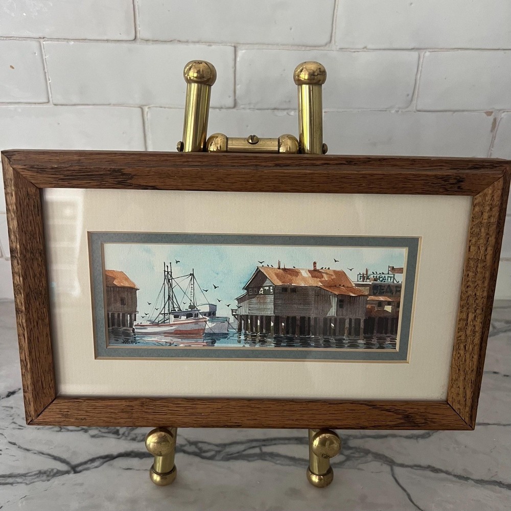 Original watercolor framed harbor scene signed by Betsy Jones