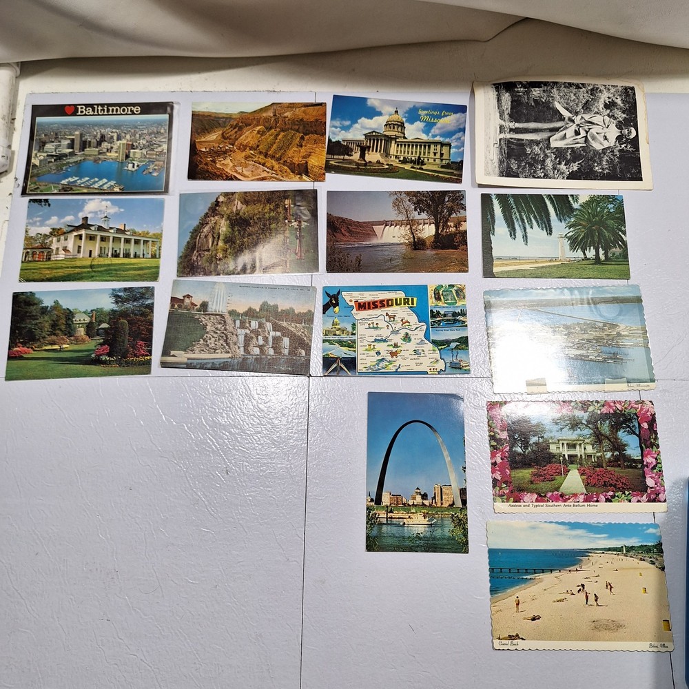 Lot of 15 antique and Vintage Postcards From Missouri Maryland Montana Miss.