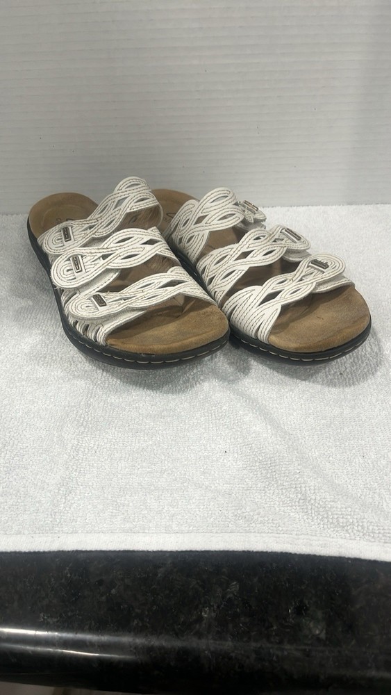 Clarks Laurieann Ayla Women’s Leather Slide Sandals 28692 White Size 6 M
