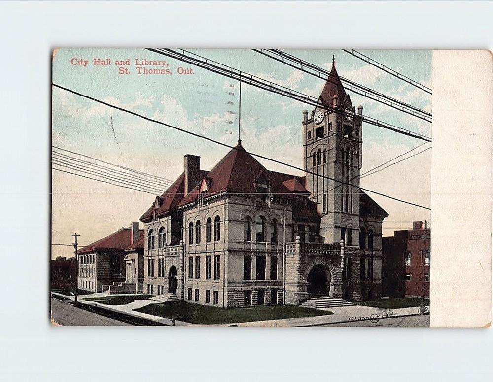 Postcard City Hall and Library in St Thomas Ontario Canada