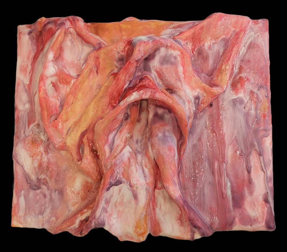Abstract Grotesque Plaster Wax Relief Sculpture by Regina Micai-image
