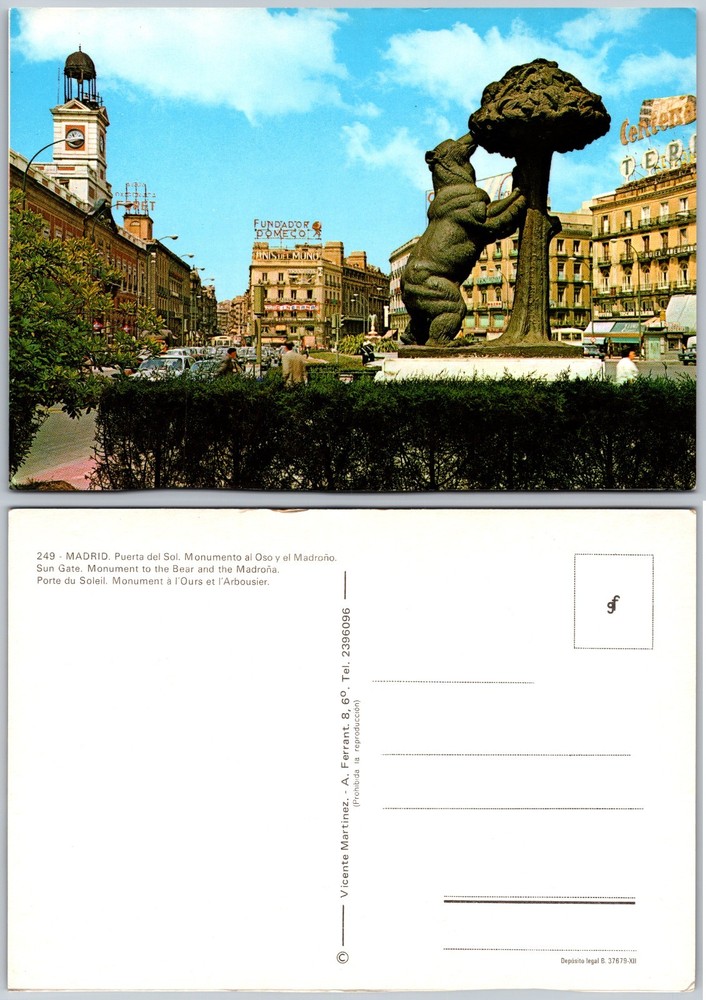 Continental Puerta Del Sol Madrid Spain Postcard