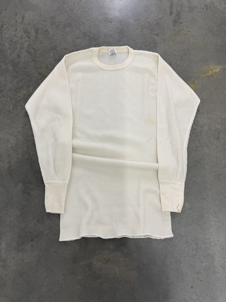 Vintage 80s 90s Long Johns Waffle Knit Thermal Long Sleeve Shirt Hanes XL USA