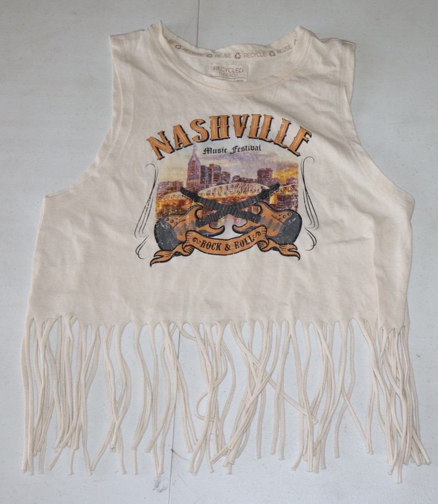 Recycled Threads Nashville Music Festival Tank Top Women’s Size M Shirt Fringe