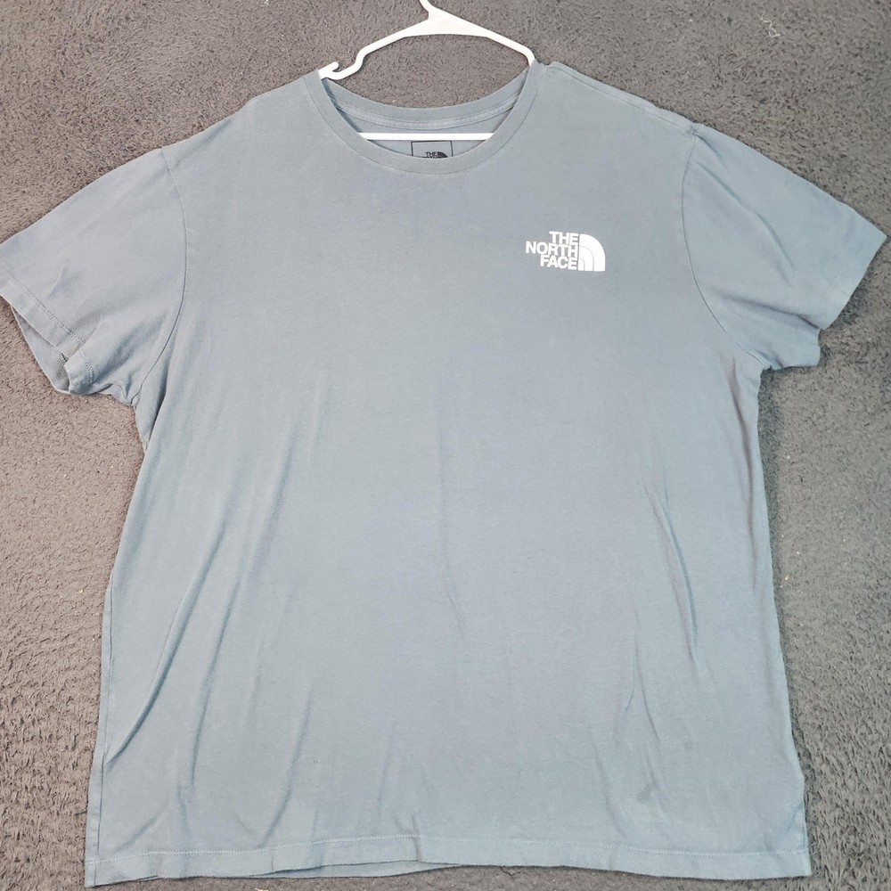 The North Face Shirt Mens 2XL Blue Box Logo Never Stop Exploring Graphic Tee
