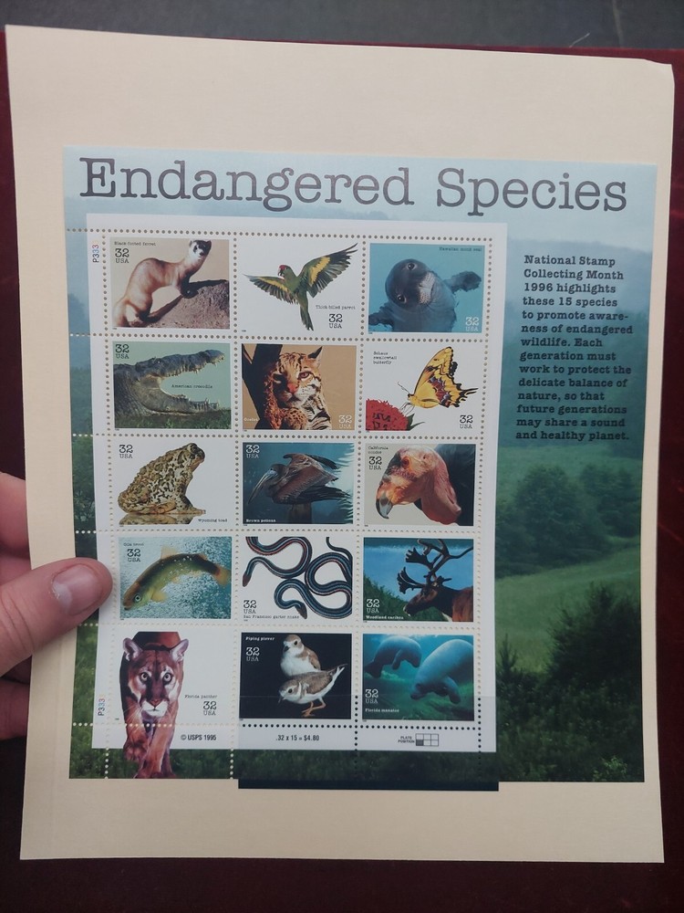 1996 32 cent Endangered Species full Sheet of 15 Scott #3105 Mint NH