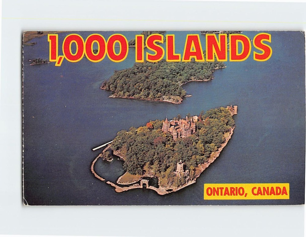 Postcard Aerial View Heart Island & Boldt Castle 1000 Islands Ontario Canada