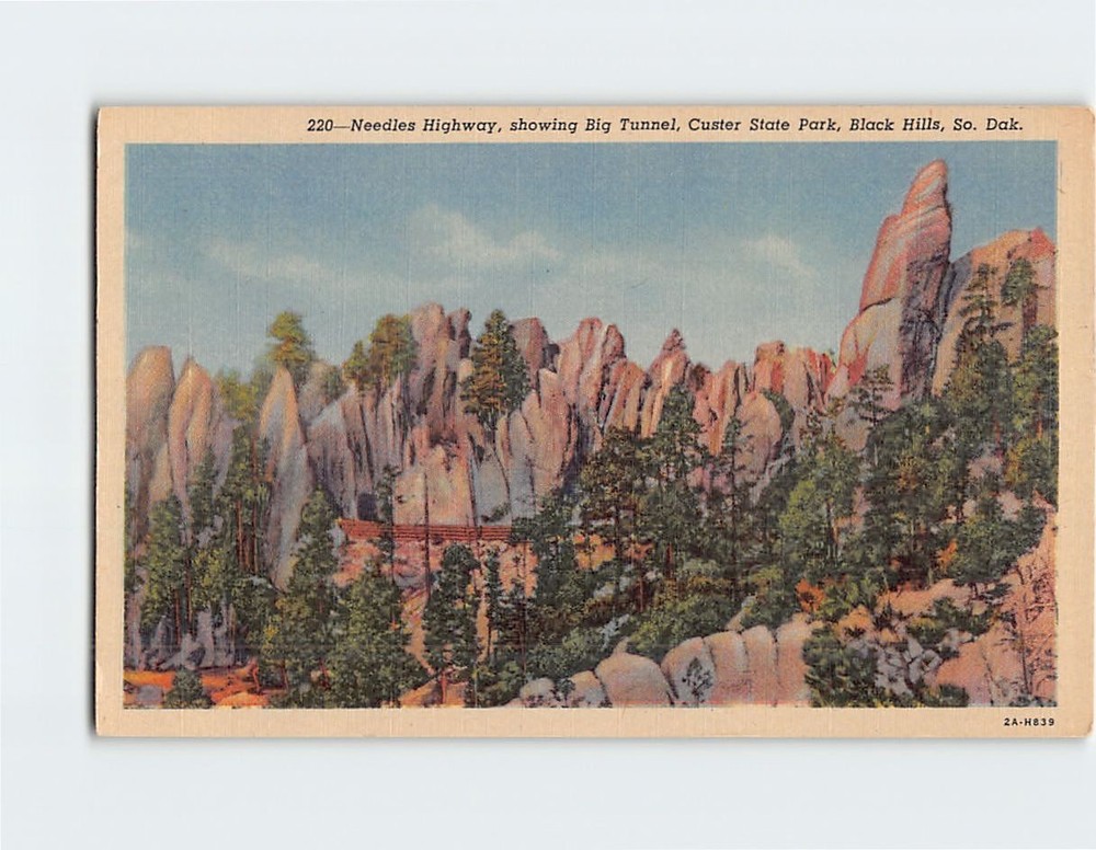 Postcard Needles Highway Custer State Park Black Hills South Dakota USA