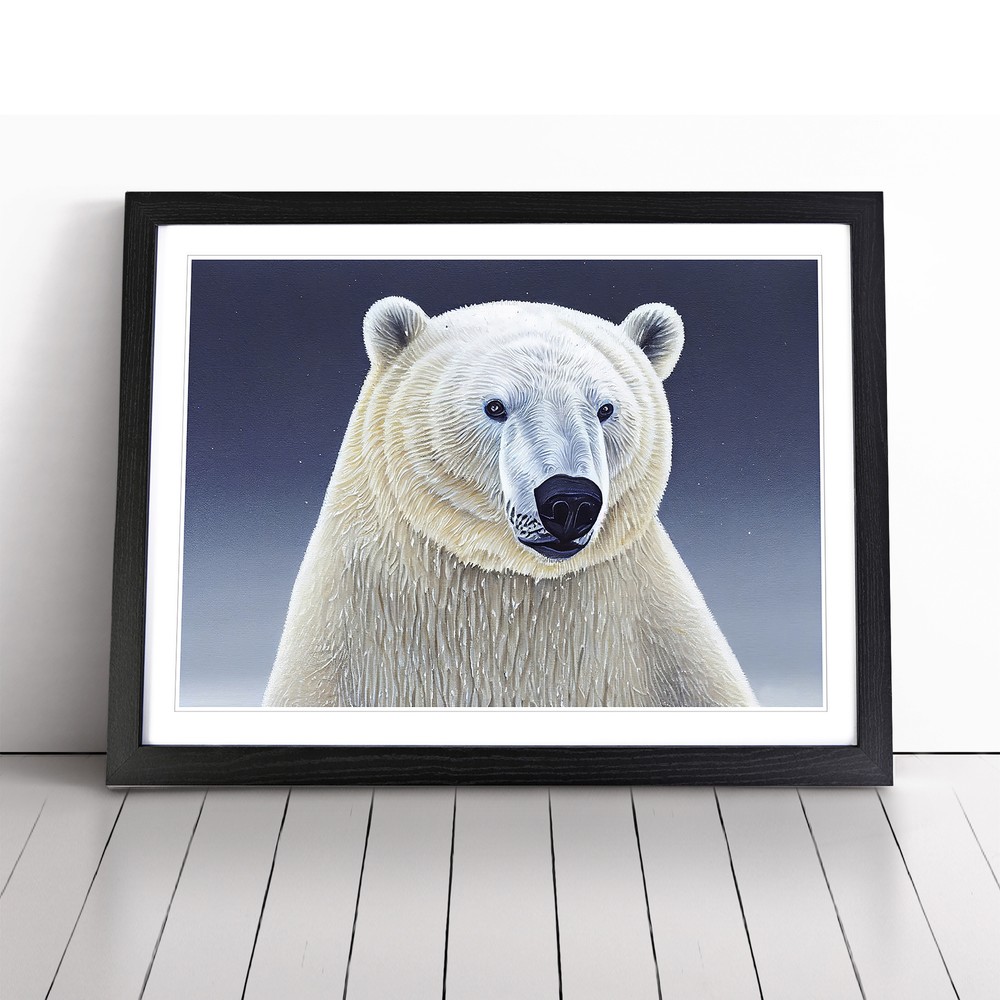 Polar Bear Wall Art Framed Canvas Print Elegant Wildlife Decor