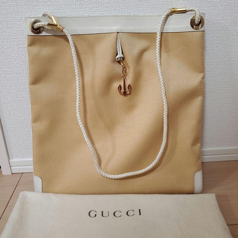 GUCCI Authentic PVC Beige Shoulder Bag G0802297