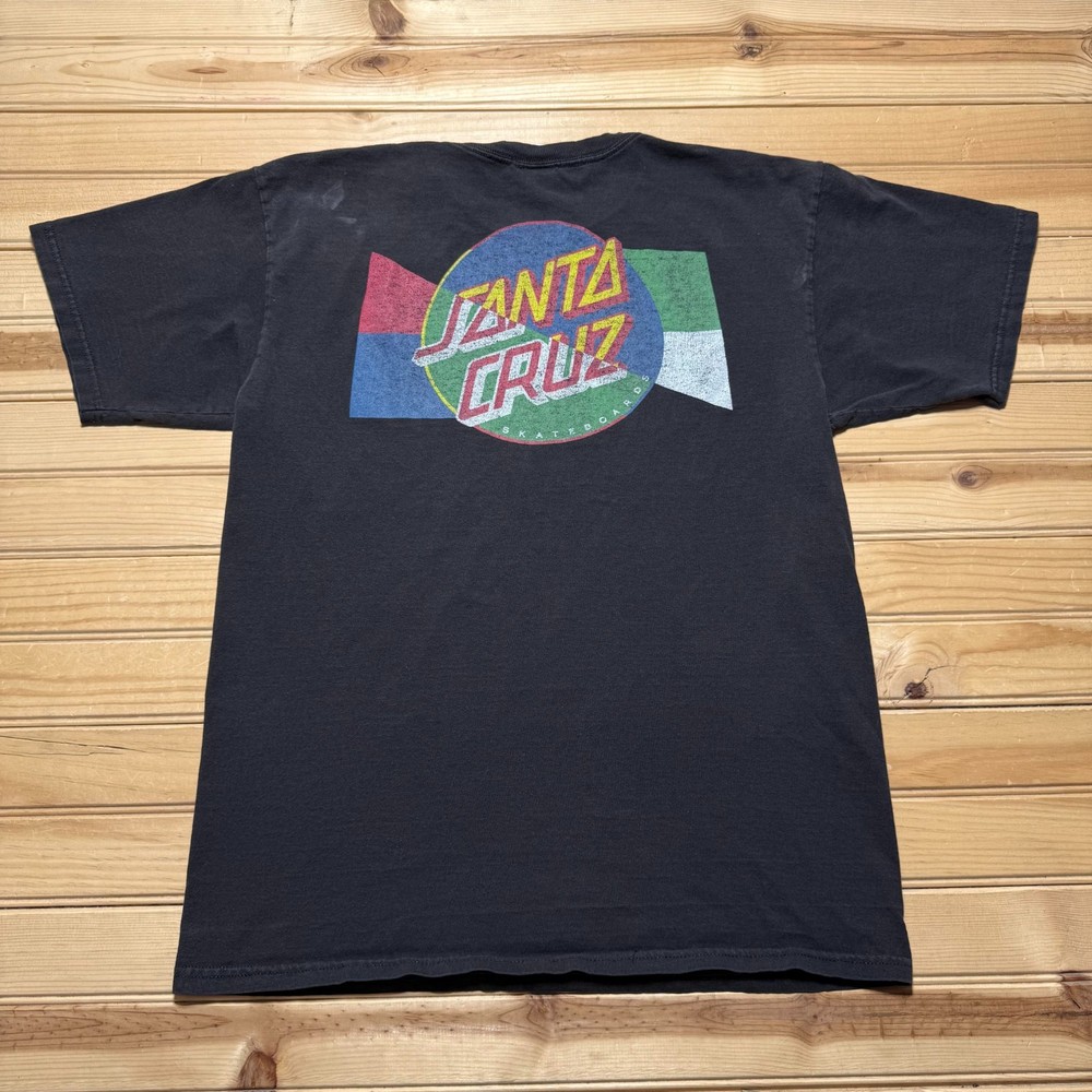 Vintage NHS Santa Cruz Skateboards Brand Color Block Logo Shirt Size Medium