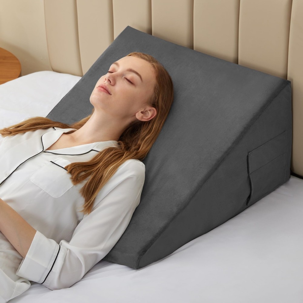 8-Inch Memory Foam Bed Wedge Pillow for Post-Surgery Support and Comfortable Sleep