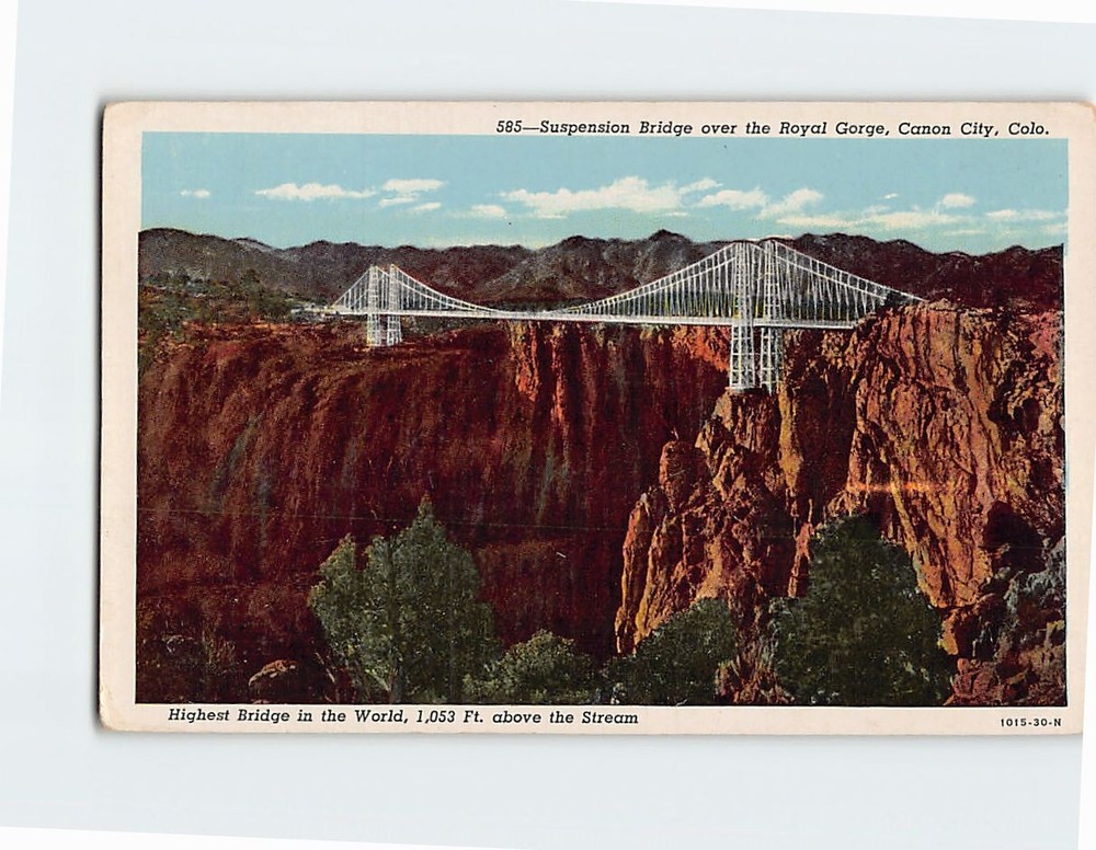 Postcard Suspension Bridge over the Royal Gorge Cañon City Colorado USA