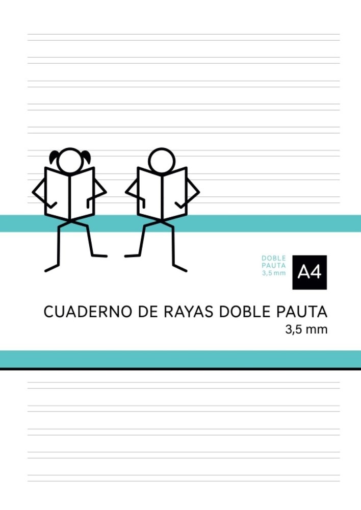 Cuaderno de Rayas Doble Pauta 3,5 mm: Libreta con hojas de dos líneas - A4 - 108