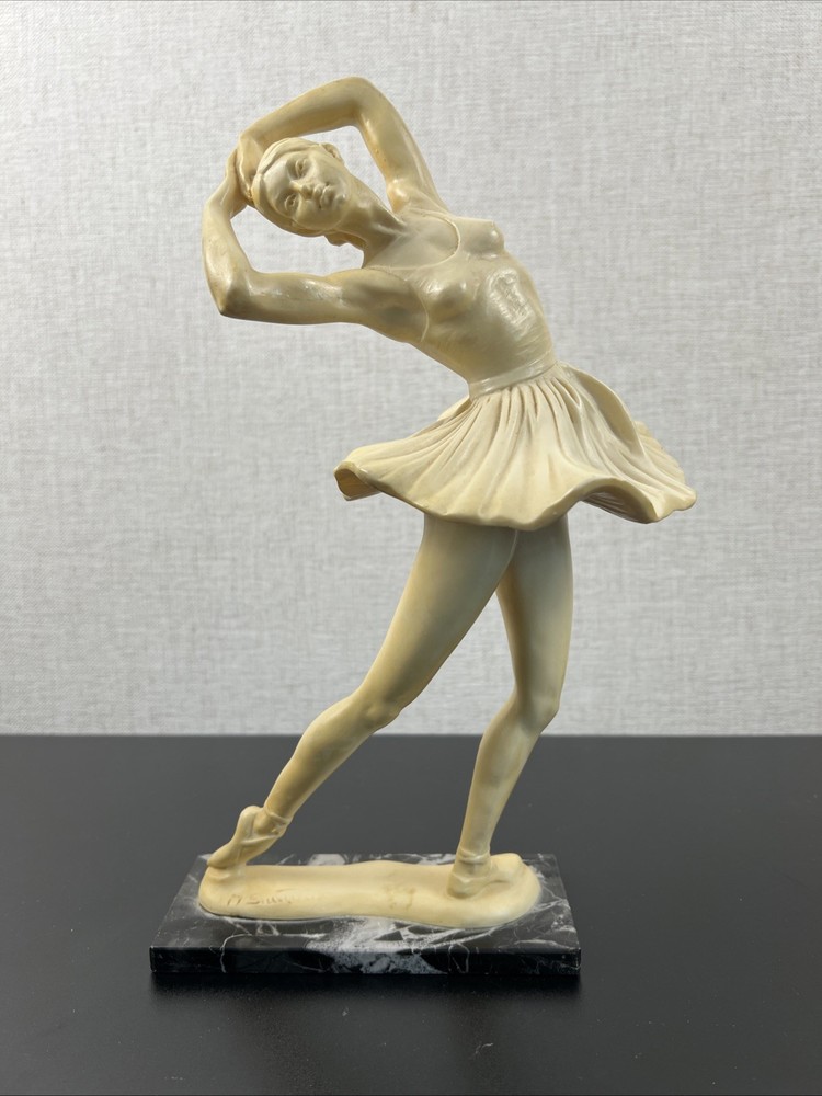 Vintage Italian Ballerina Dancer Ballet Statue Sculpture A Santini Alabaster 12