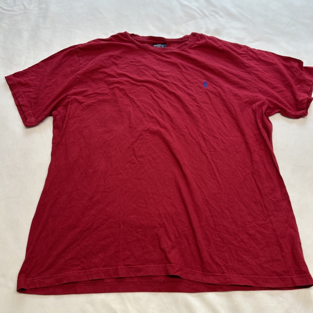Vintage Polo Ralph Lauren Men’s T-Shirt XL Red Pony Logo Crew Neck Short Sleeve