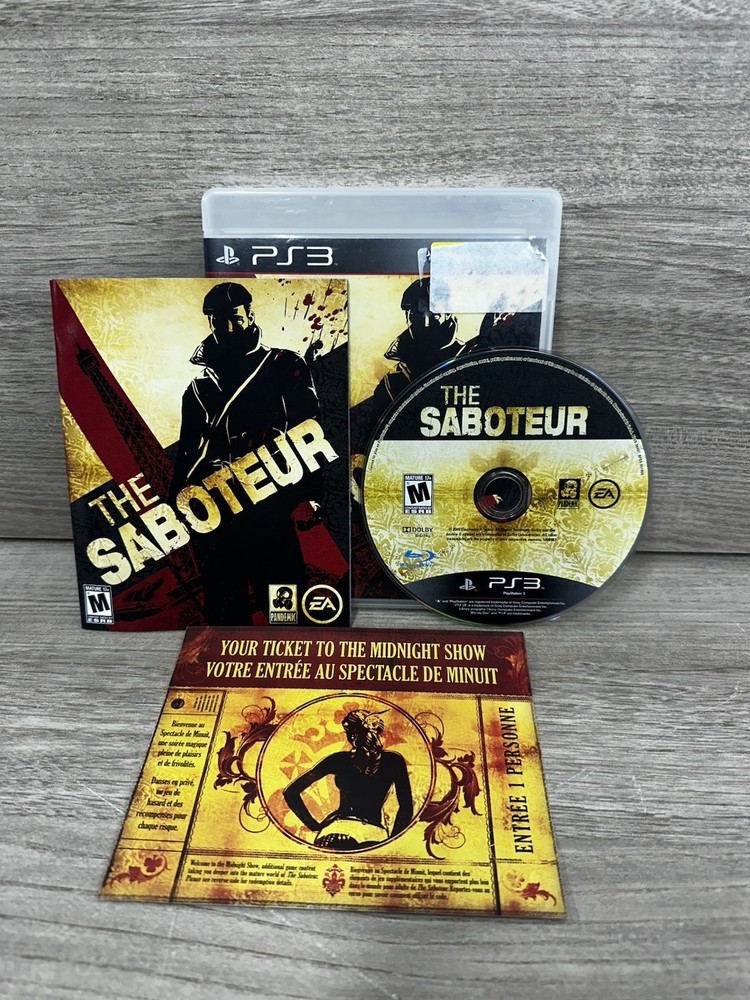 The Saboteur (Sony PlayStation 3, 2009, PS3) Authentic, Complete, Tested/works