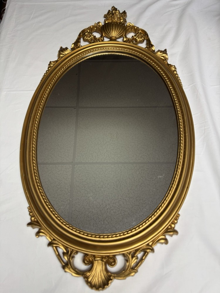Vintage Syroco Gold Ornate Wall Mirror 31” Hollywood Regency