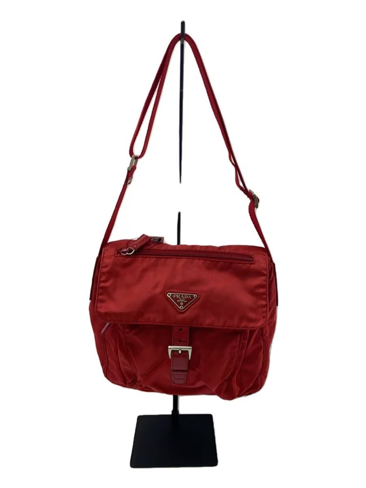 Prada Red Nylon Shoulder Bag Imported From Japan