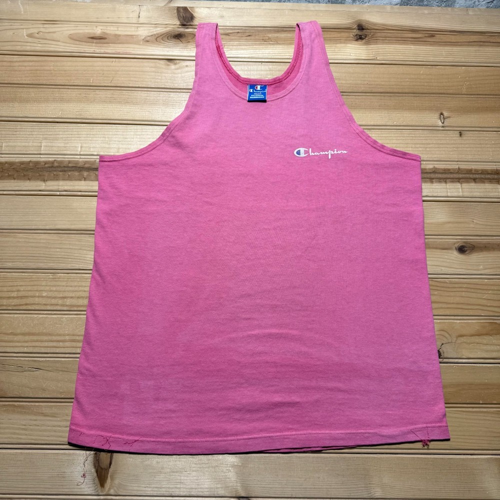 Vintage 90s Champion Script Embroidered Logo Racerback Tank Top USA Made - Large