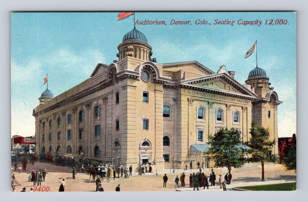 Denver CO-Colorado, Auditorium, Antique, Vintage Souvenir Postcard
