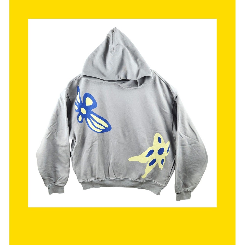 712PM Mens Gray Graphic Hoodie Sweatshirt Abstract Art Design Size L-image