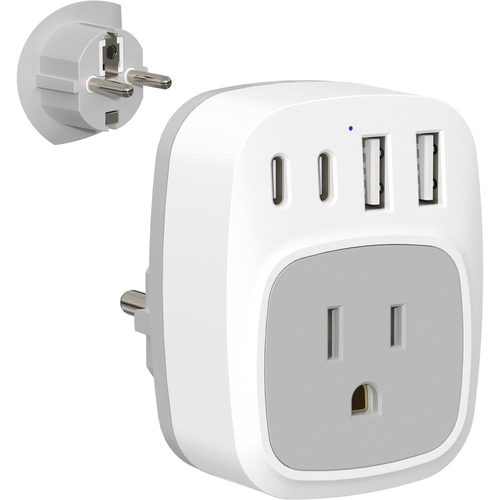 European Travel Plug Adapter with USB Ports