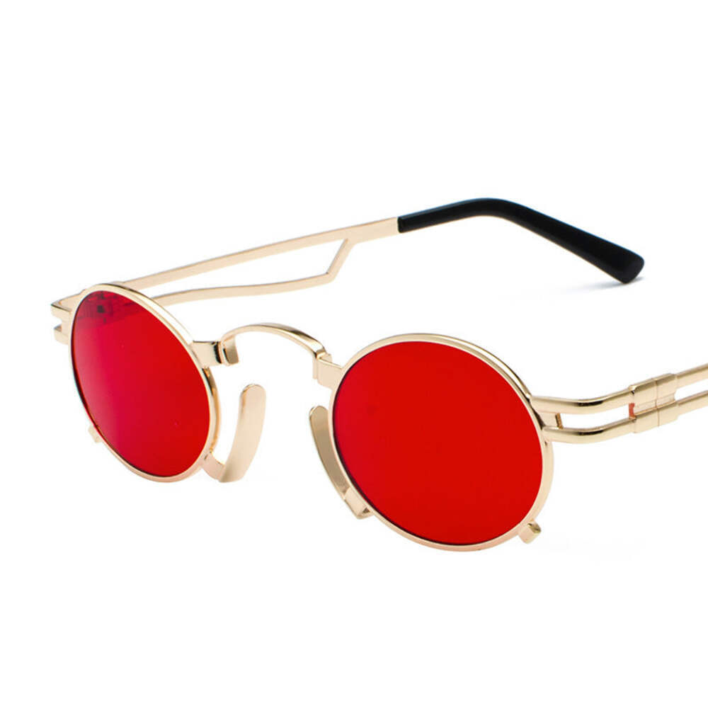 Retro oval metal sunglasses with UV400 protection and durable PC lenses